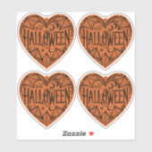 Halloween Heart, Orange Heart Shape, Holiday Aufkleber (Blatt)
