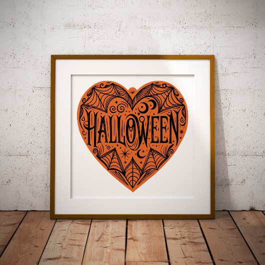 Halloween Heart, Orange Heart Shape, Holiday Fotodruck