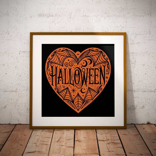 Halloween Heart, Orange Heart Shape, Holiday Fotodruck