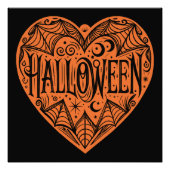Halloween Heart, Orange Heart Shape, Holiday Fotodruck (Vorne)