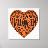 Halloween Heart, Orange Heart Shape, Holiday Leinwanddruck (Vorderseite)