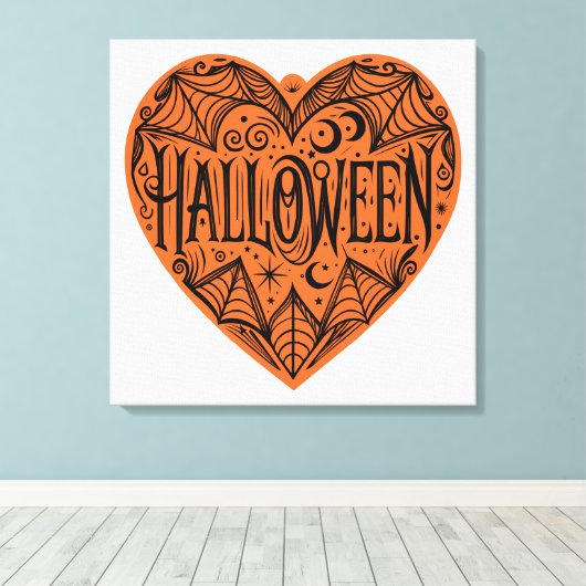 Halloween Heart, Orange Heart Shape, Holiday Leinwanddruck (Insitu (Holzboden))