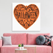 Halloween Heart, Orange Heart Shape, Holiday Leinwanddruck (Insitu (Wohnzimmer))