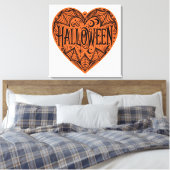 Halloween Heart, Orange Heart Shape, Holiday Leinwanddruck (Insitu (Schlafzimmer))