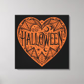 Halloween Heart, Orange Heart Shape, Holiday Leinwanddruck (Vorderseite)