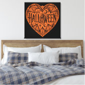 Halloween Heart, Orange Heart Shape, Holiday Leinwanddruck (Insitu (Schlafzimmer))