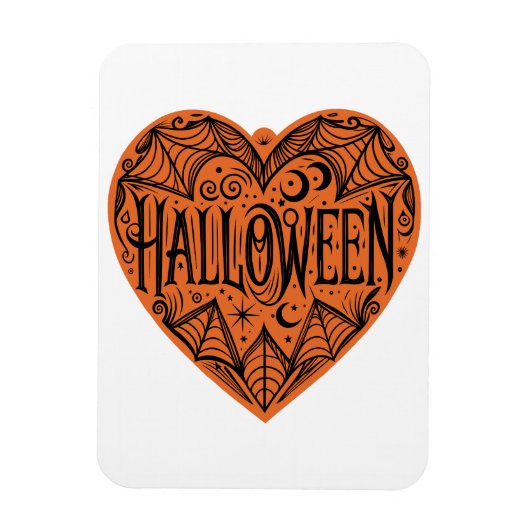 Halloween Heart, Orange Heart Shape, Holiday Magnet (Vertikal)