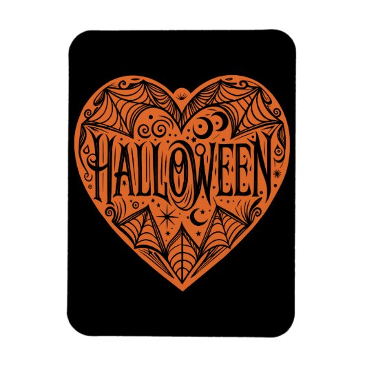 Halloween Heart, Orange Heart Shape, Holiday Magnet (Vertikal)