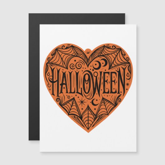 Halloween Heart, Orange Heart Shape, Holiday Magneteinladung (Vorne/Hinten)