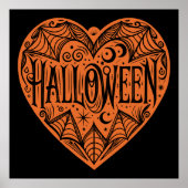Halloween Heart, Orange Heart Shape, Holiday Poster (Vorne)