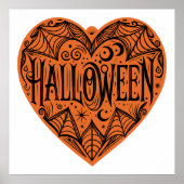 Halloween Heart, Orange Heart Shape, Holiday Poster (Vorne)