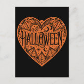 Halloween Heart, Orange Heart Shape, Holiday Postkarte (Vorderseite)