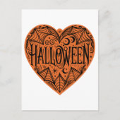 Halloween Heart, Orange Heart Shape, Holiday Postkarte (Vorderseite)