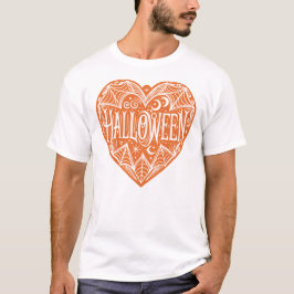 Halloween Heart, Orange Heart Shape, Holiday T-Shirt