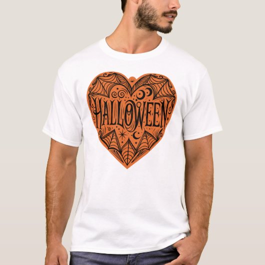 Halloween Heart, Orange Heart Shape, Holiday T-Shirt (Vorderseite)