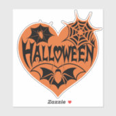 Halloween Heart, Orange Heart Shape, Spider Web Aufkleber (Blatt)