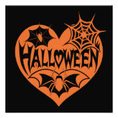 Halloween Heart, Orange Heart Shape, Spider Web Fotodruck (Vorne)
