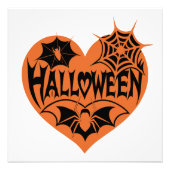 Halloween Heart, Orange Heart Shape, Spider Web Fotodruck (Vorne)