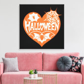 Halloween Heart, Orange Heart Shape, Spider Web Leinwanddruck (Insitu (Wohnzimmer))