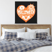 Halloween Heart, Orange Heart Shape, Spider Web Leinwanddruck (Insitu (Schlafzimmer))