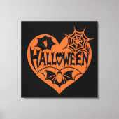 Halloween Heart, Orange Heart Shape, Spider Web Leinwanddruck (Vorderseite)