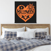 Halloween Heart, Orange Heart Shape, Spider Web Leinwanddruck (Insitu (Schlafzimmer))