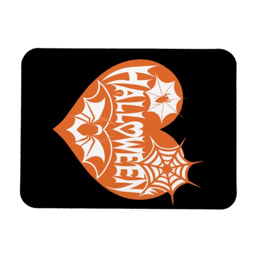 Halloween Heart, Orange Heart Shape, Spider Web Magnet (Horizontal)