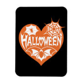 Halloween Heart, Orange Heart Shape, Spider Web Magnet (Vertikal)