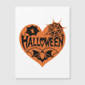 Halloween Heart, Orange Heart Shape, Spider Web Magneteinladung (Vorderseite)