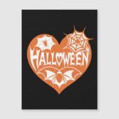 Halloween Heart, Orange Heart Shape, Spider Web Magneteinladung (Vorderseite)