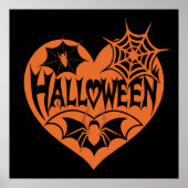 Halloween Heart, Orange Heart Shape, Spider Web Poster (Vorne)