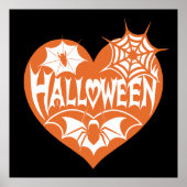 Halloween Heart, Orange Heart Shape, Spider Web Poster (Vorne)