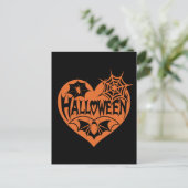 Halloween Heart, Orange Heart Shape, Spider Web Postkarte (Stehend Vorderseite)