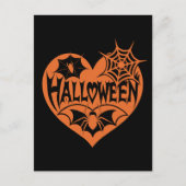 Halloween Heart, Orange Heart Shape, Spider Web Postkarte (Vorderseite)