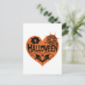 Halloween Heart, Orange Heart Shape, Spider Web Postkarte (Stehend Vorderseite)