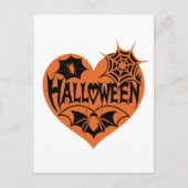 Halloween Heart, Orange Heart Shape, Spider Web Postkarte (Vorderseite)