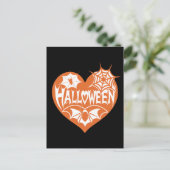 Halloween Heart, Orange Heart Shape, Spider Web Postkarte (Stehend Vorderseite)