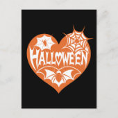 Halloween Heart, Orange Heart Shape, Spider Web Postkarte (Vorderseite)