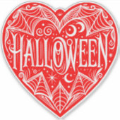 Halloween Heart, Red Heart Shape, Holiday Aufkleber (Vorderseite)