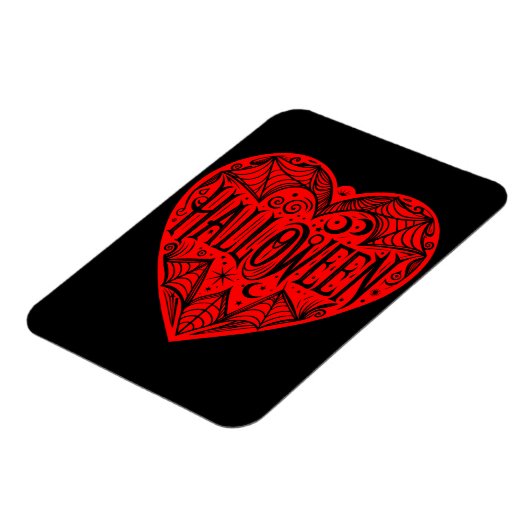 Halloween Heart, Red Heart Shape, Holiday Magnet (Linke Seite)