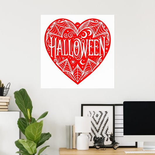 Halloween Heart, Red Heart Shape, Holiday Poster (Heimbüro)