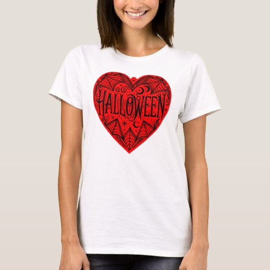 Halloween Heart, Red Heart Shape, Holiday T-Shirt (Vorderseite)