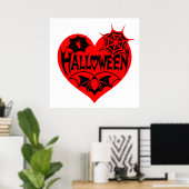 Halloween Heart, Red Heart Shape, Spider Web Poster (Heimbüro)