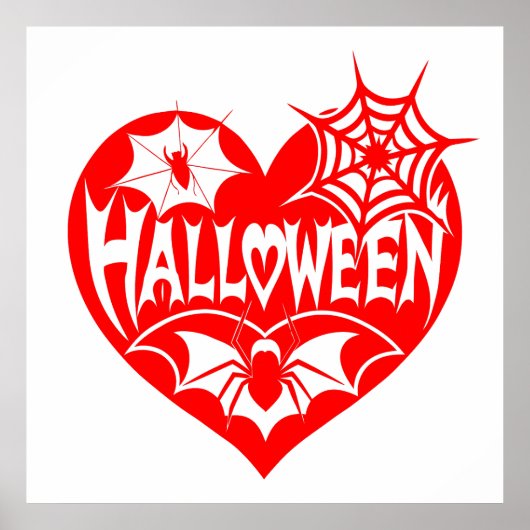 Halloween Heart, Red Heart Shape, Spider Web Poster (Vorne)