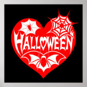 Halloween Heart, Red Heart Shape, Spider Web Poster (Vorne)
