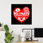 Halloween Heart, Red Heart Shape, Spider Web Poster (Heimbüro)