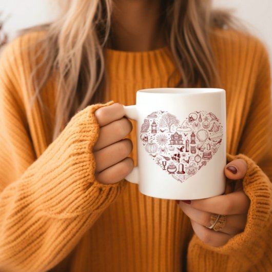 Halloween Heart Red Spooky Doodles Halloween Tasse