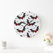 Halloween heart with black bat wings große wanduhr (Zuhause)