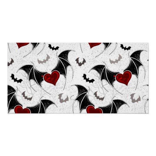 Halloween heart with black bat wings poster (Vorderseite)