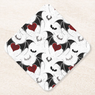 Halloween heart with black bat wings untersetzer